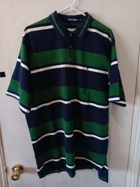 Ralph Lauren Green, Navy & White Striped Polo